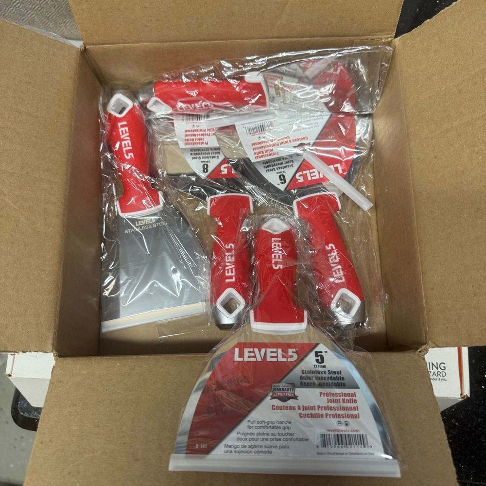 Level 5 Stainless Steel Putty Knife Set 5-602 Professional Drywall Joint Knives